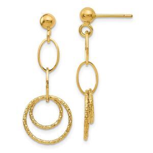 Small Geometric Post Dangle Earrings in 14k Yellow Gold